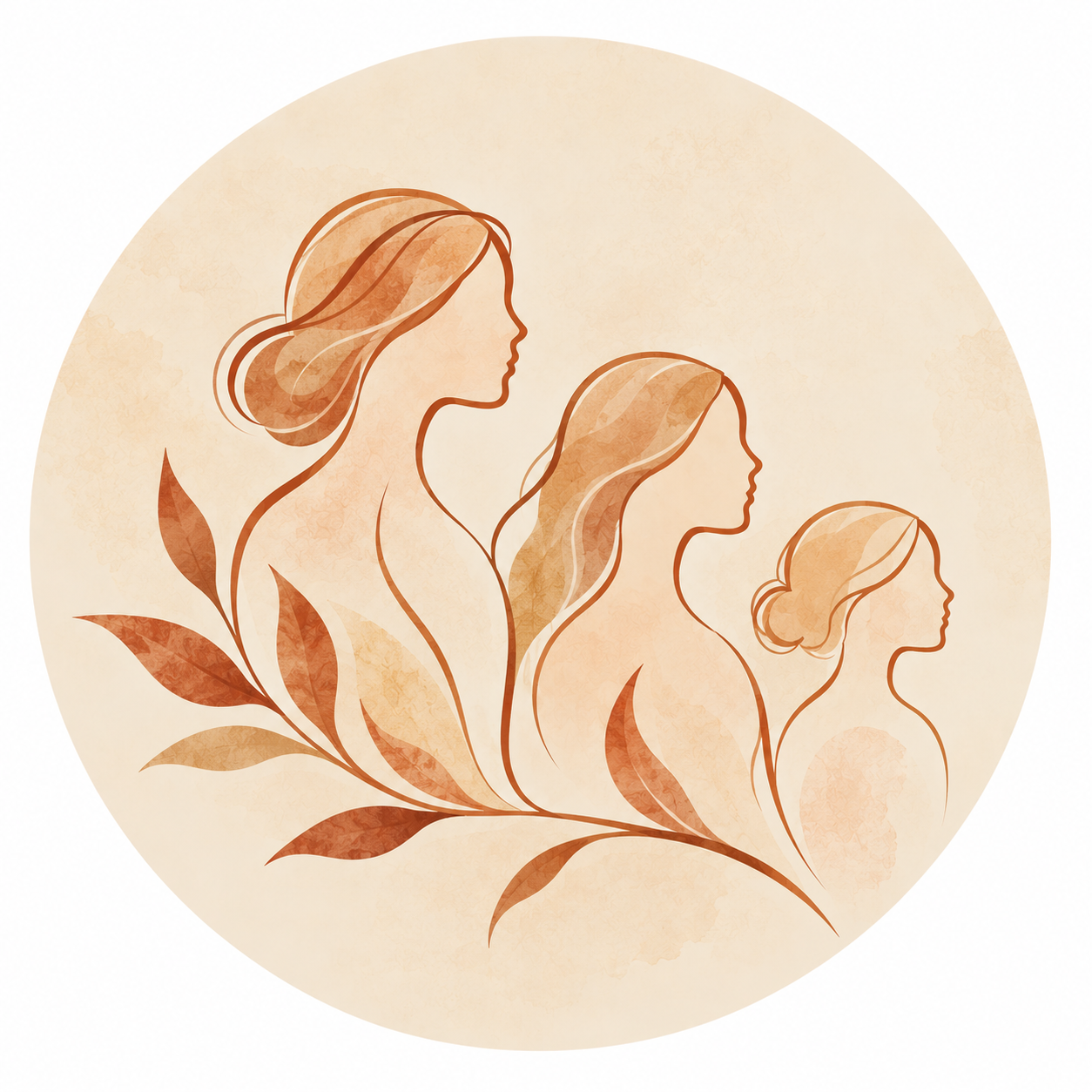 Lignée féminine en aquarelle chaleureuse
